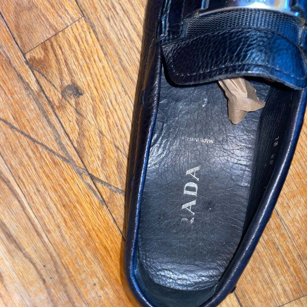 Prada Men's Black Leather Slip-On Loafers Size 11 - Picture 2 of 7